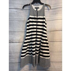 BCBGMAXAZRIA Black and white striped fit and flare dress Size M